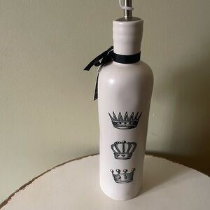 White Ceramic Bottle with Crown Designs